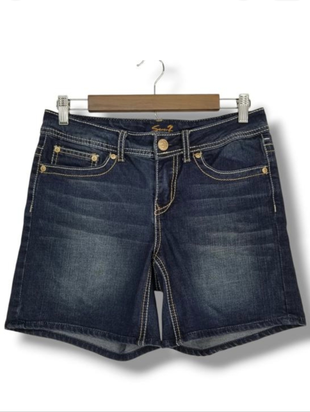 Seven 7 Denim Jean Shorts 6 Dark Wash Blue Like New